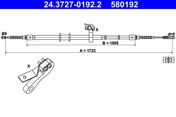 ATE 24.3727-0192.2 Cable Pull, parking brake