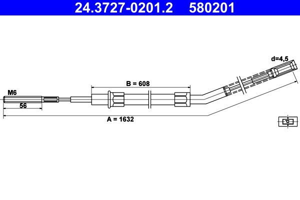 ATE 24.3727-0201.2 Cable Pull, parking brake
