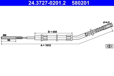 Cable Pull, parking brake ATE 24.3727-0201.2