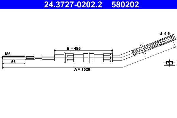 ATE 24.3727-0202.2 Cable Pull, parking brake