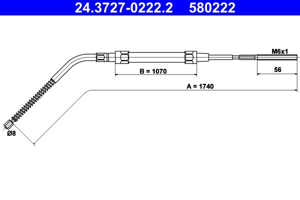 ATE 24.3727-0222.2 Cable Pull, parking brake