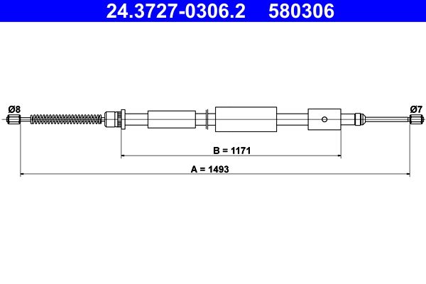 ATE 24.3727-0306.2 Cable Pull, parking brake