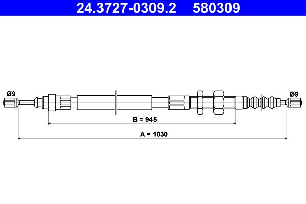 ATE 24.3727-0309.2 Cable Pull, parking brake