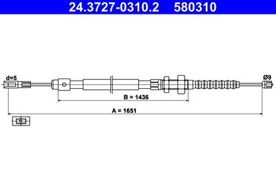 Cable Pull, parking brake ATE 24.3727-0310.2