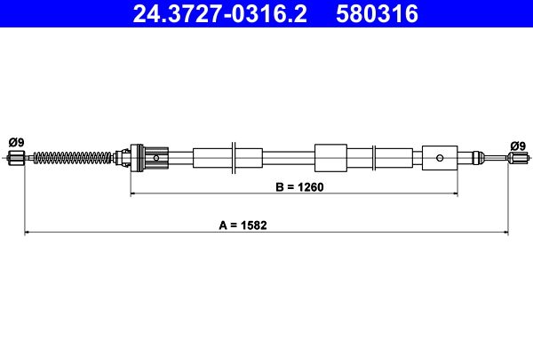 ATE 24.3727-0316.2 Cable Pull, parking brake