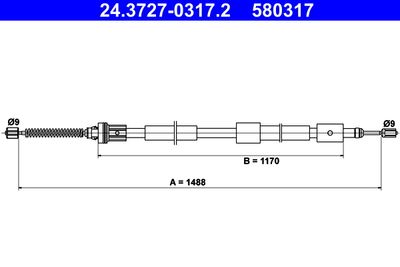 Cable Pull, parking brake ATE 24.3727-0317.2