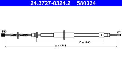 Cable Pull, parking brake ATE 24.3727-0324.2