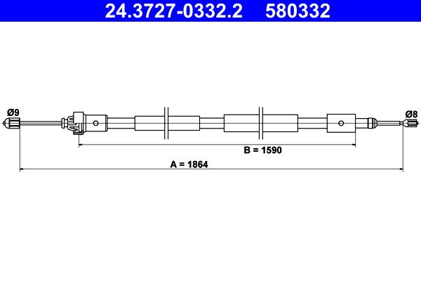 ATE 24.3727-0332.2 Cable Pull, parking brake