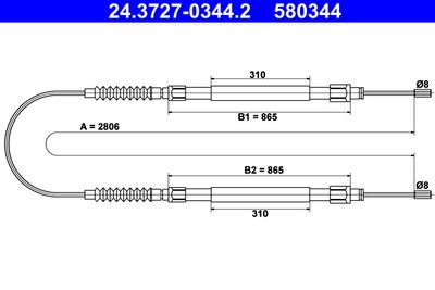 Cable Pull, parking brake ATE 24.3727-0344.2