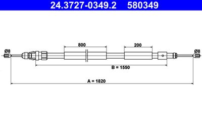 Cable Pull, parking brake ATE 24.3727-0349.2