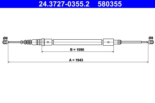 ATE 24.3727-0355.2 Cable Pull, parking brake