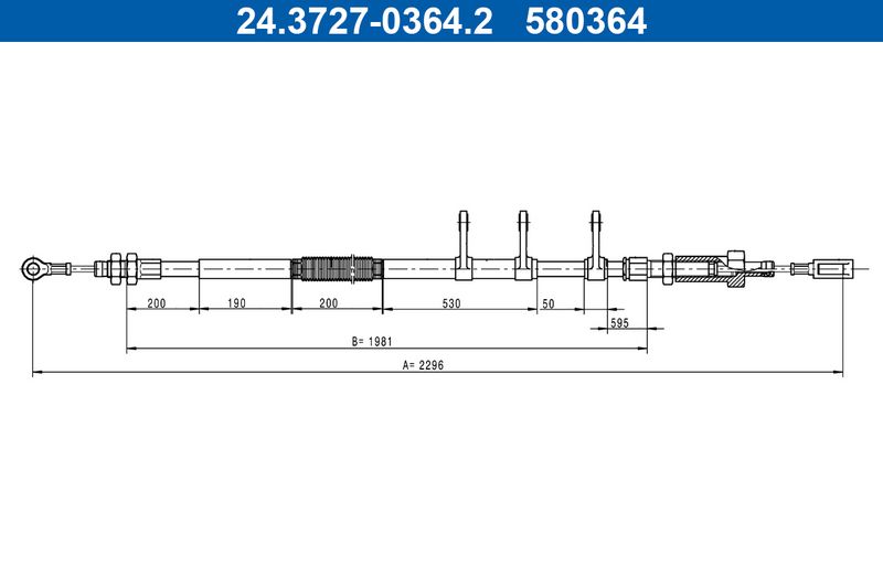ATE 24.3727-0364.2 Cable Pull, parking brake