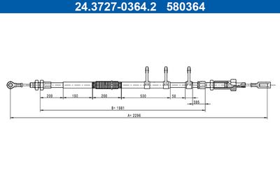 Cable Pull, parking brake ATE 24.3727-0364.2