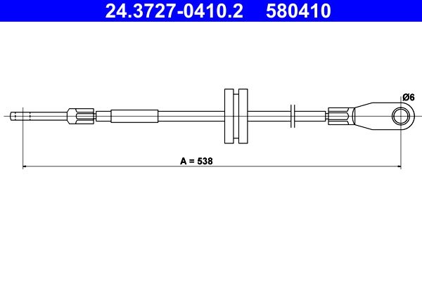 ATE 24.3727-0410.2 Cable Pull, parking brake