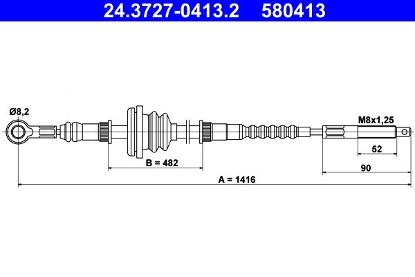 ATE 24.3727-0413.2 Cable Pull, parking brake