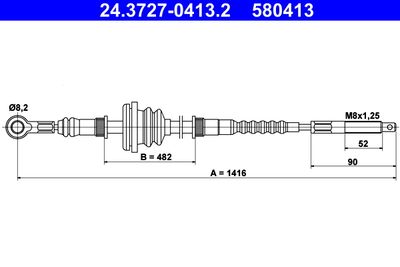 Cable Pull, parking brake ATE 24.3727-0413.2