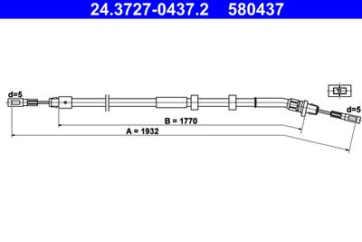 Cable Pull, parking brake ATE 24.3727-0437.2