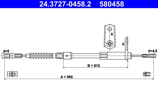 ATE 24.3727-0458.2 Cable Pull, parking brake