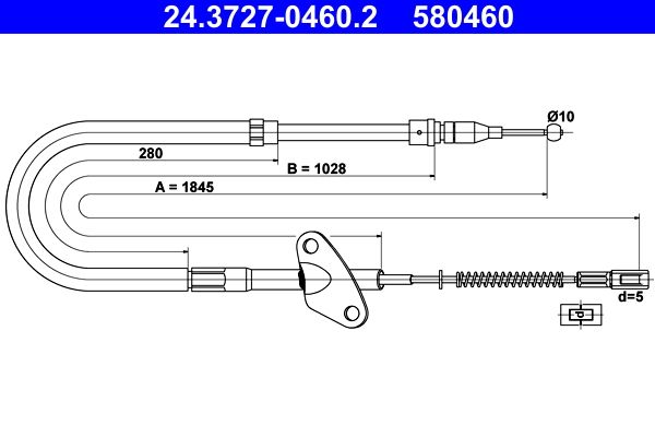 ATE 24.3727-0460.2 Cable Pull, parking brake
