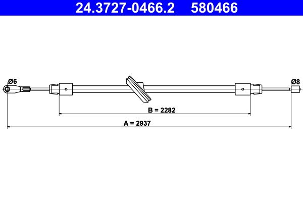 ATE 24.3727-0466.2 Cable Pull, parking brake