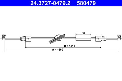 Cable Pull, parking brake ATE 24.3727-0479.2