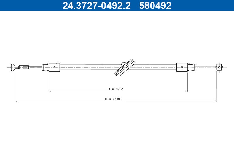 ATE 24.3727-0492.2 Cable Pull, parking brake