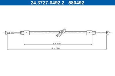 Cable Pull, parking brake ATE 24.3727-0492.2