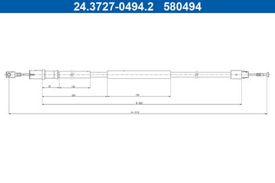 Cable Pull, parking brake ATE 24.3727-0494.2