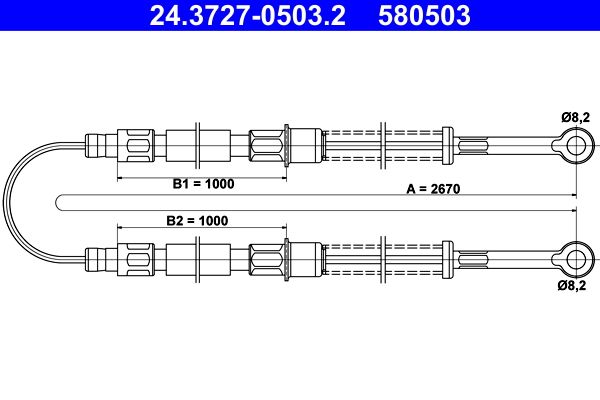 ATE 24.3727-0503.2 Cable Pull, parking brake