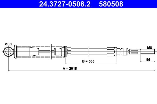 ATE 24.3727-0508.2 Cable Pull, parking brake