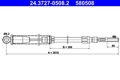 Cable Pull, parking brake ATE 24.3727-0508.2