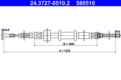 Cable Pull, parking brake ATE 24.3727-0510.2