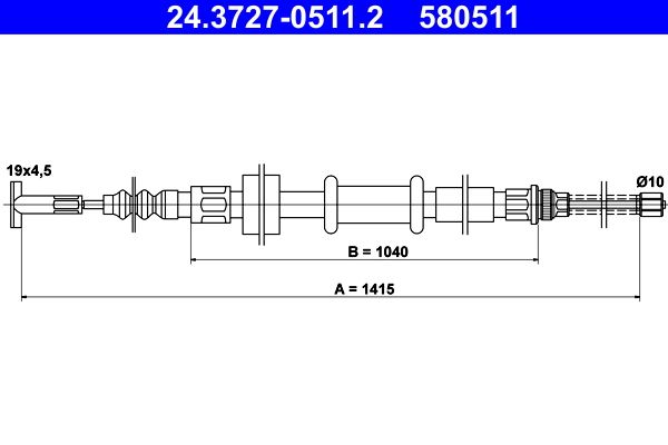 ATE 24.3727-0511.2 Cable Pull, parking brake