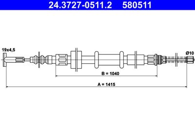 Cable Pull, parking brake ATE 24.3727-0511.2