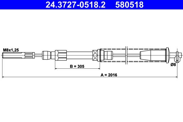 ATE 24.3727-0518.2 Cable Pull, parking brake