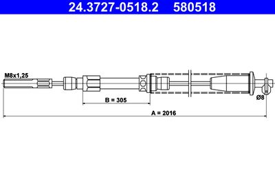 Cable Pull, parking brake ATE 24.3727-0518.2