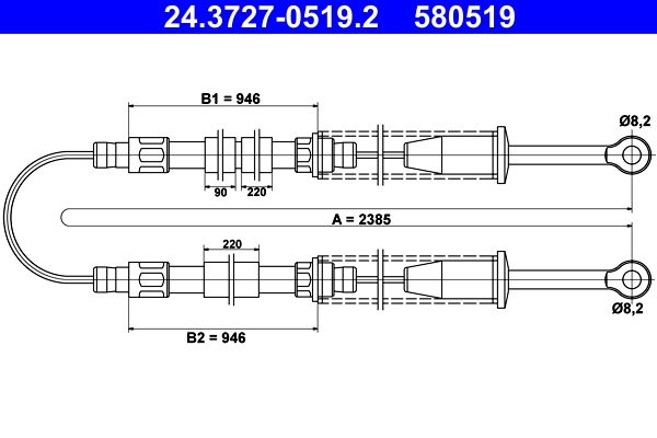 ATE 24.3727-0519.2 Cable Pull, parking brake