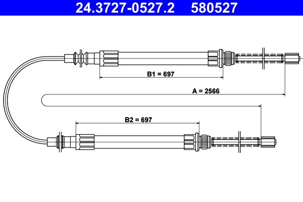 ATE 24.3727-0527.2 Cable Pull, parking brake