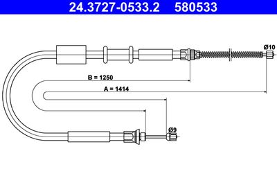 Cable Pull, parking brake ATE 24.3727-0533.2