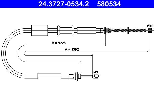 ATE 24.3727-0534.2 Cable Pull, parking brake