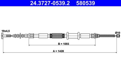 Cable Pull, parking brake ATE 24.3727-0539.2