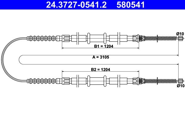 ATE 24.3727-0541.2 Cable Pull, parking brake