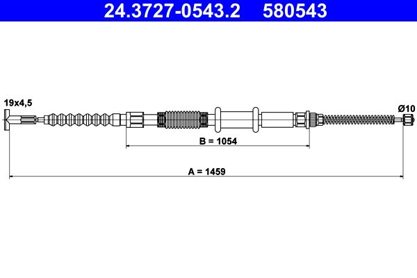 ATE 24.3727-0543.2 Cable Pull, parking brake