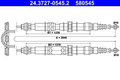 Cable Pull, parking brake ATE 24.3727-0545.2
