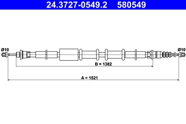 ATE 24.3727-0549.2 Cable Pull, parking brake
