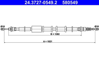Cable Pull, parking brake ATE 24.3727-0549.2
