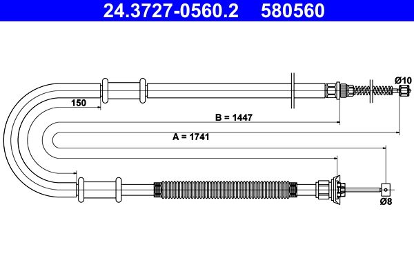 ATE 24.3727-0560.2 Cable Pull, parking brake