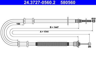 Cable Pull, parking brake ATE 24.3727-0560.2