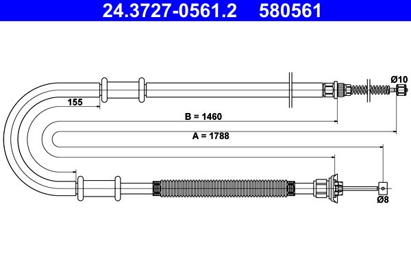 ATE 24.3727-0561.2 Cable Pull, parking brake