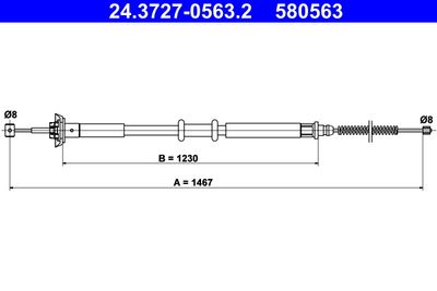 Cable Pull, parking brake ATE 24.3727-0563.2